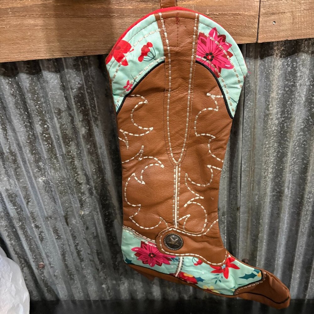 The Pioneer Woman Floral Cowboy Boot Multi-color Christmas‎ Stocking, 20"